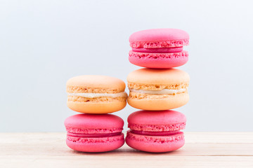Sweet and colourful french macaroons or macaron.