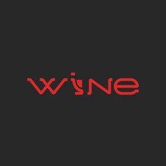 Wine logo word, mockup lettering alcohol list menu, template design element decoration card