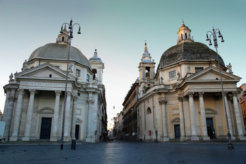 Fototapeta na wymiar View of Santa Maria in Montesanto and Santa Maria dei Miracoli i