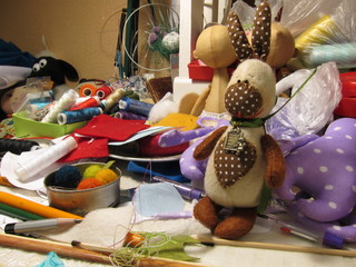 Textile handmade toy bunny 