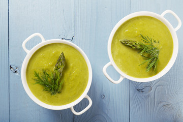 Delicious soup with asparagus.