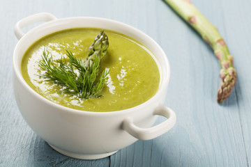 Delicious soup with asparagus.