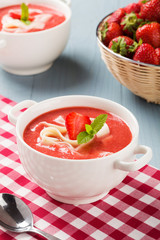 Home made soup with strawberries.