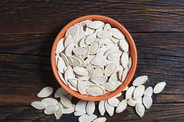 Pumpkin seeds in bowl