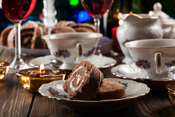 Cake on the high tea set