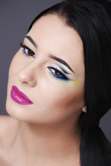 Fototapeta premium Beautiful Fashion Luxury Makeup, long eyelashes, perfect skin fa
