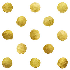 Gold glittering polka dot stains pattern