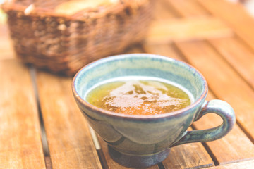 Norman apple cider in a typical ceramic cup