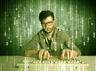 Online hacking in progress concept