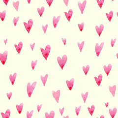 Festive flags and heart. Seamless pattern. Watercolor illustrati