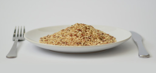 Natural rice plate with fork and knife