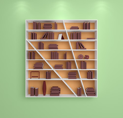 3d rendered bookshelves.
