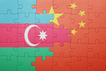 puzzle with the national flag of azerbaijan and china
