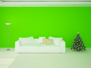 Contemporary green living room.