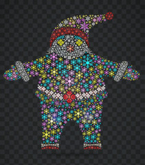 Santa Claus in the form of stars transparent. Colorful Christmas