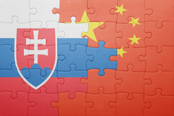 puzzle with the national flag of slovakia and china