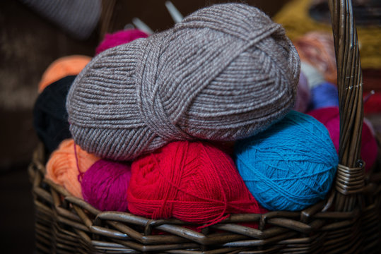 Handmade knitted things using knitting needles and crochet