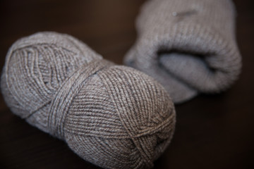 Fototapeta na wymiar Handmade knitted things using knitting needles and crochet