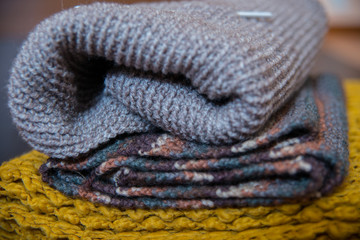 Handmade knitted things using knitting needles and crochet