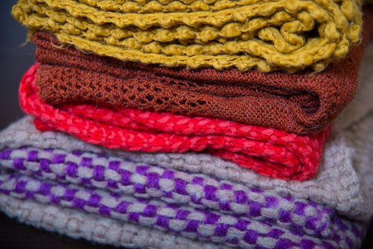 Handmade knitted things using knitting needles and crochet