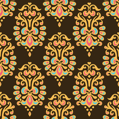 Luxury Damask seamless tiled motif vector pattern