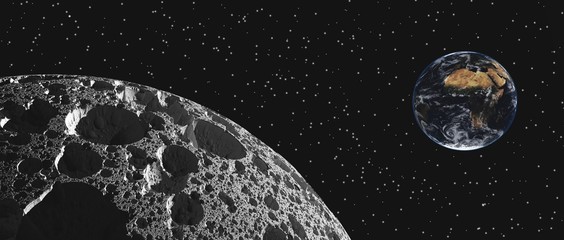 Asteroid, Planet Earth and stars © bht2000