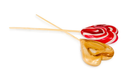 Isolated image of candies in the form of a heart shape on a white background
