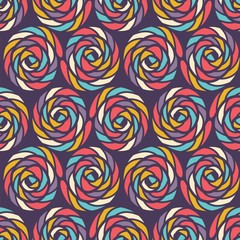 Vector seamless pattern with colorful graphic floral helix. Vector illustration.