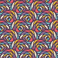 Vector seamless pattern with colorful graphic floral helix. Vector illustration.