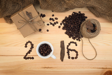 Gift and coffee celebration composyion for 2016 New Year