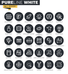 Thin line web icons collection for graphic design, creative thinking, art and media, design process.