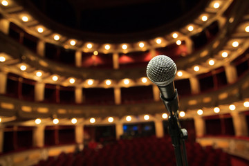 Close up of microphone in concert hall