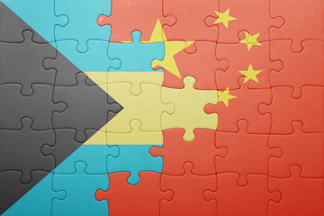 puzzle with the national flag of bahamas and china