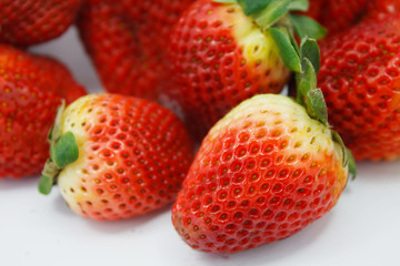 Strawberries on white background