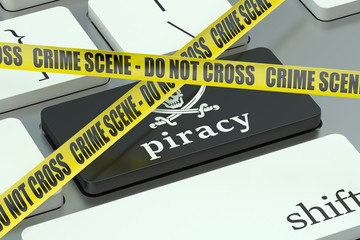piracy concept, on the computer keyboard