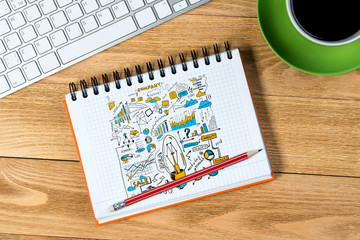 Business workplace with stuff
