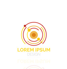 Vector swirl and circles outline minimal abstract geometric logo