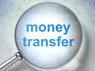 Business concept: Money Transfer with optical glass