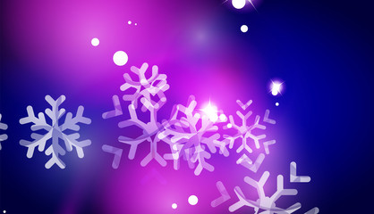 Fototapeta na wymiar Christmas purple abstract background with white transparent snowflakes