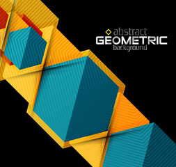 Fototapeta premium Textured paper geometric shapes on black