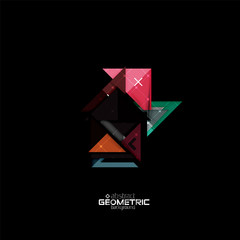 Naklejka premium Colorful geometric shapes with texture on black. Modern futuristic abstract design template