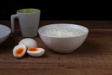 Salted egg and gruel, chinese food