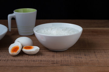 Salted egg and gruel, chinese food