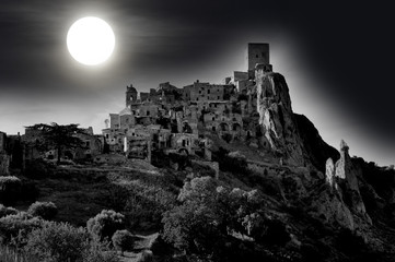 Moonlight at the abandoned village of Craco in Basilicata