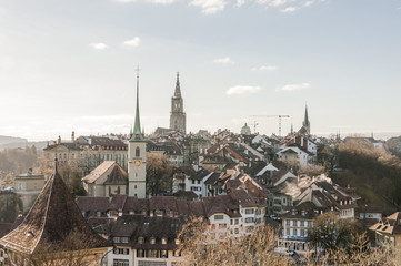 Fototapeta na wymiar Bern, Stadt, Altstadt, Nydeggkirche, Münster, Kirche, Altstadthäuser, Winterzeit, Winter, Schweiz