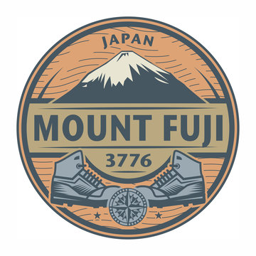 Stamp Or Emblem With Text Mount Fuji, Japan