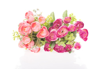 Beautiful artificial red rose bouquet isolated on white backgrou