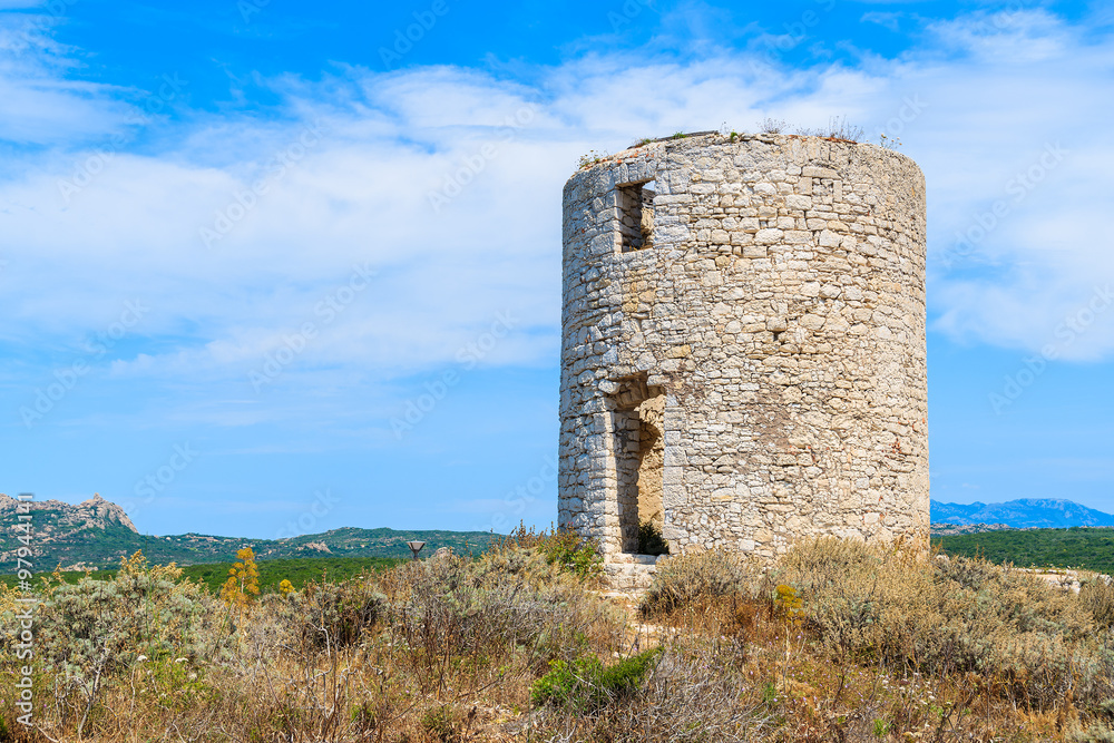 Wall mural fortress tower of bonifacio town, corsica island, france