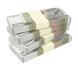 Cambodia riels bills isolated on white background. Computer generated 3D photo rendering.