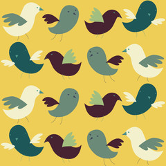 Pattern with stylized birds in retro style.